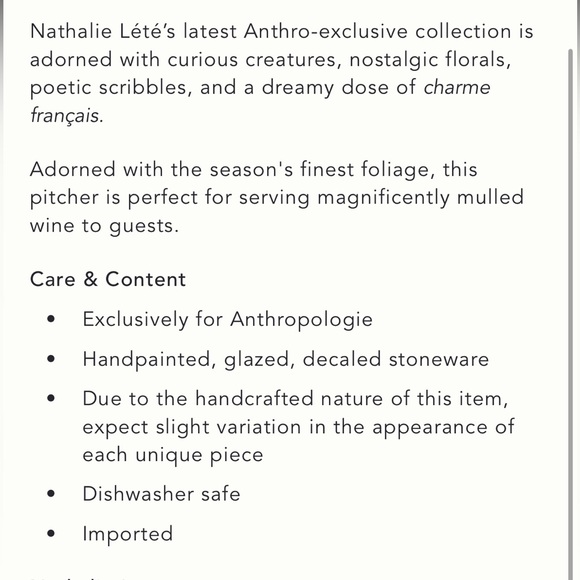 Nathalie Lete Marais pitcher - Picture 10 of 10